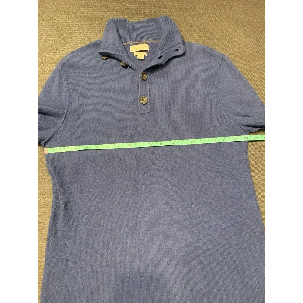 Banana Republic Sweater Mens Medium‎ Blue Luxury Blend Cashmere Button Pullover